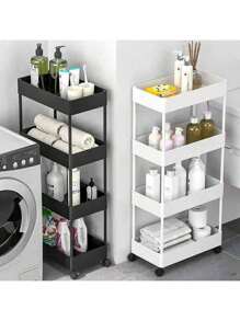 Organizadores para el hogar y oficina alacena despensa  lavanderia habitacion Juguetes Estante Organizador De Cocina Tipo Piso, Rack De  Almacenamiento De Esquina De Baño Para Sala De Estar, Dormitorio, Baño, Balcón,Carrito de almacenamiento multifuncional de alta capacidad para ahorrar espacio de almacenamiento no empotrado de 4 niveles, estante de almacenamiento vertical móvil de pie,1 Carrito De Almacenamiento Delgado De 4 Niveles, Estantería Móvil, Organizador Deslizable, Carrito De Almacenamiento Rodante, Estante De Torre De 4 Capas Para Cocina, Baño, Lavandería, Lugares Estrechos, Plástico Y Acero Inoxidable, Blanco Y Negro Carrito auxiliar con ruedas, mueble de cocina, estante de almacenamiento, estantería de plástico móvil, cesta de verduras - Blanco - Ver 5