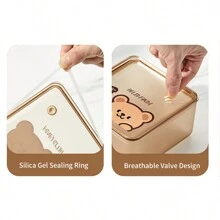 WORTHBUY Caja de almacenamiento de alimentos cuadrada de plástico con tapa, caja sellada reutilizable a prueba de humedad para bocadillos, frutos secos y caramelos, con diseño de dibujos animados transparente, apta para la cocina, la sala de estar y la oficina