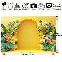 Multifunctional Yellow Arch Floral Photography Backdrop - Suitable For Weddings, Birthdays, Etc. - Made Of Polyester, Applicable For Room Decor, Cake Table, Wall Art, And Photo Booth