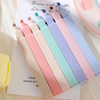 Set de 6 marcadores fluorescentes de estilo Mildliner con punta suave, apropiados para estudiantes, bocetos, acuarelas y con protección ocular, útiles escolares para volver a la escuela, con diseños de graffiti aleatorios