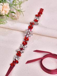 1 件优雅新娘腰带，闪亮水晶镶嵌腰带适合礼服，适合婚礼，正式礼服腰饰