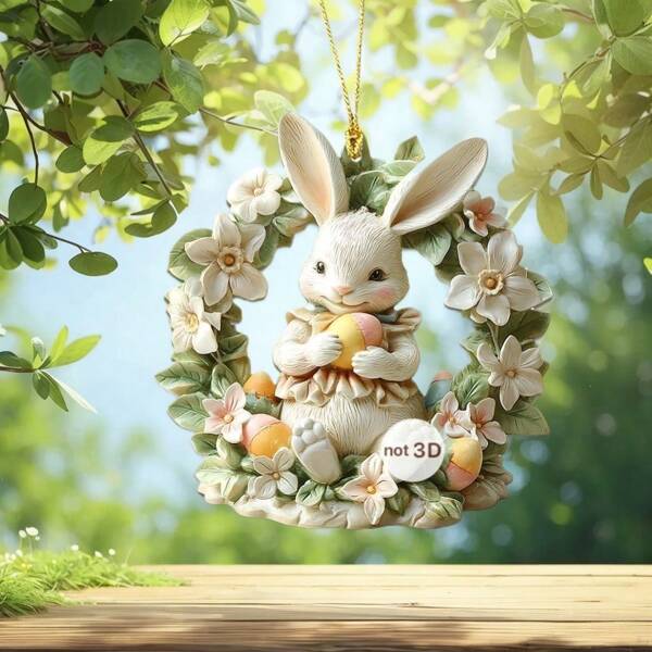1pc Easter Egg And Cute Bunny Acrylic 2D Flat Multipurpose Party Hanging - Spring Vibrant Easter Egg And Bunny Party Decoration Hanging Ornaments - Perfect Choice For Car, Mobile Phone, Backpack, Keychain Decoration - Ideal For Spring Celebrations - Can Be Used For Easter, Valentine's Day, Birthday, Anniversary - Multifunctional Decoration For Office, Living Room, Bedroom, Dormitory And Other Places