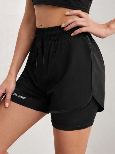 1pc Women's Outdoor Breathable Double Layer Sports Shorts, Summer Activewear Suitable For Running And Workout