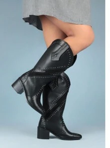 BOTAS NEGRAS VAQUERAS/BOTAS VAQUERAS COMODAS/BOTAS VAQUERAS DE TACON BAJO/BOTAS NEGRAS MUJER - Negro - Ver 1