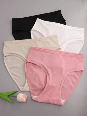 4 Stücke Damen hoch taillierte lose, bequeme Triangel-Höschen aus Milchseide-Material für Sport