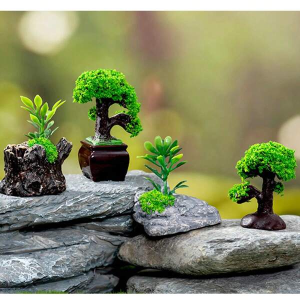 Micro-Landscape Creative Bonsai Pine Tree Small Potted Ornament, Home Decor Desktop Accessories