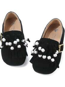 1 Pair Simple Fashion Leather Flat Shoes For Girls, Suitable For Summer