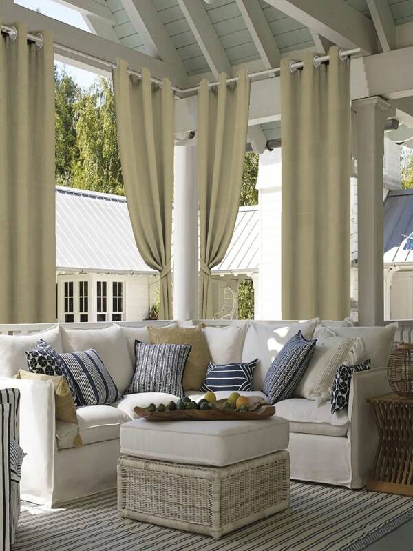 Set Of 4 Outdoor Curtains, For Patio, Wind Resistant, UV And Fade Resistant Outdoor Curtains, Suitable For Pergola, Front Porch, Trellis, Sunshade Privacy Curtains