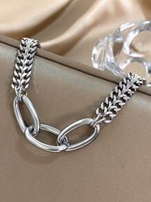 1pc Pulseiras de corrente infinita para mulheres Pulseiras de aço inoxidável Pulseiras de corrente douradas empilháveis para joias de festa diária Presentes de aniversário e Natal