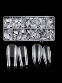 600pcs Medium Almond Square Nail Tips - Full Cover, Soft Gel X Acrylic, Half Matte Finish, Pre-Shaped Almond Square Fake Nails Acrylic False Nail Tip For Salon And Home Nail Design 12 Sizes