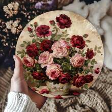 1pc Eternal Beauty Blooming Rose Vintage Sign, Metal Wall Decor Suitable For Home, Restaurant, Cafe, Garage, Imaginative Wall Art, 8x8 Inches