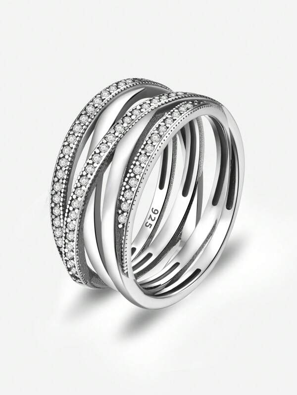 1 pieza Anillo de cara ancha entrelazado de plata esterlina 925 de 9mm, anillo simple para mujeres, joyas finas, regalos, accesorios de moda para damas