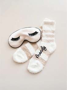 Chaussettes moelleuses personnalisées pour demoiselles d'honneur - Idée de cadeau pour la fête de mariage - Ensemble de chaussettes assorties confortables et rayées pour la soirée pyjama