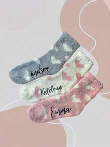 Chaussettes moelleuses personnalisées pour demoiselles d'honneur - Idée de cadeau pour la fête de mariage - Ensemble de chaussettes assorties confortables et rayées pour la soirée pyjama
