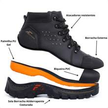 Kit 2 Bota Masculina Bico Borracha Pvc Coturno Cano Alto Tratorado Trabalho Trilha