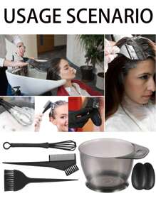 Blending Hair Teasing Comb Mixing Bowl Set Hair Color Set Salon Hair Coloring Tool Hair Color Kits Dishes Suite Boutique Bowl Cover Plastic Dye Hair Tool Set(Black)