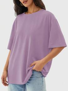 Speed mate Women's Casual Oversized Crew Neck Short Sleeve T-Shirts, Basic Workout Tops, Spring/Summer