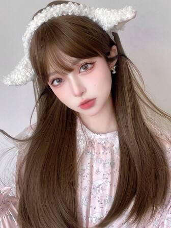 【SHEIN】ウィッグ　ロング　ラスティブラウン 人工毛 編み込みウィッグ | ファッション 人工毛 編み込み