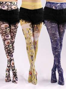 Briartw 1 par de pantis finos para mujer con estampado de ojo vintage, anti-enganches