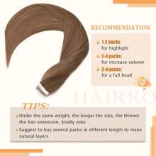 Tape In Real Human Hair Extension Rooted Tape In Hair Tape Human Hair Extensions For Women Color #6 Medium Brown