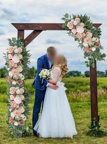Rose Wedding Arch Flowers Artificial Flower Swag Pink Wedding Sign Flowers Wedding Flower Greenery Arrangements For Ceremony And Reception Backdrop Decoration
