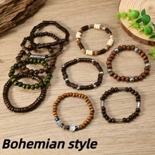10pcs/ Set Bohemian Style Polymer Clay Bead Bracelet, Uniquely Matched For Casual Attire, Parties And Vacations, An All-Season Accessory