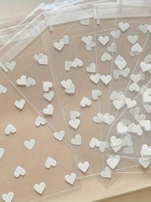 50pcs Self-Adhesive Plastic Bags With Heart Pattern, Anti-Pollution, Disposable, Multi-Purpose Gift Packaging Material - Ideal For Gifts And Birthday Presents!