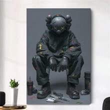 1 件 Kaws 涂鸦风格时尚艺术画布，街头文化嘻哈风格墙壁艺术，适用于卧室、厨房、餐厅、客厅、办公室和其他家居墙壁装饰无框
