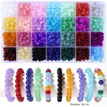 700pcs/1400pcs, 6mm Glass Round Beads Jewelry Making Set For Handmade DIY Bracelets, Necklaces, Earrings, Jewelry, Crafts Gifts Accessories (Random Colors)