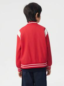 Balabala Chaqueta De Béisbol Con Bloques De Color Para Niños Para La Primavera - rojo chino - Ver 3