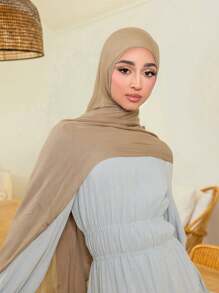 Nouvelle écharpe d'imitation de lin pour dames, automne/hiver, couleur unie, rétro, kaki, châle long en gros - Multicolore - Voir 27