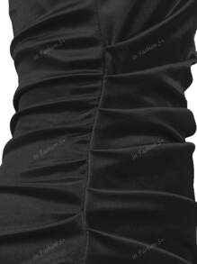1 peça Novo Vestido Casual Feminino Sexy de Alça com Pregas, Camisete Decotado, Ajustado, Corpete Apertado, Club Party, Férias, Mini