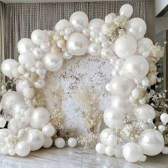 140pcs Pearl White Decorations Balloon Garland Arch Kit, Pearl White Latex Balloon For Bridal Shower Wedding Anniversary Engagements Birthday Decorations