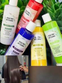 keratina artesanal para todo tipo de cabello elimina frizz Alaciado, aporta brillo y suavidad, sella puntas abiertas , alisa e hidrata, deja un Lacio / liso y brilloso, desenreda tu cabello - Multicolor - Ver 3