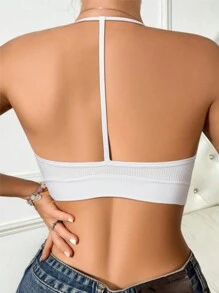 1pc Breathable Seamless Beauty Back Wireless Bra With Removable Pads, Sports Bra, Lingerie