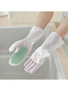 Rubber Latex Dishwashing Gloves, Waterproof And Lead-Free, Suitable For Kitchen, Bathroom And Outdoor CleaningMultifunctional Magic Glove Brush For Household Chores, Dishwashing, Waterproof Plastic Latex Kitchen Cleaning, Home Use For Laundry And Dishwashing