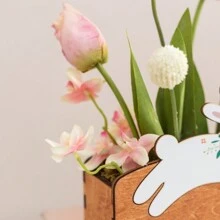 1pc Easter Bunny Decoration,Artificial Potted Tulip,Spring Summer Artificial Flowers,Color Planter Decor,Bunny Flower Box Design,Desk Ornament For Romantic Home Decoration,Room Decor Bedroom,Wedding Decor,Table Decoration,Centerpieces,Party Decorations,Mother's Day Gift,Bestfriend Gifts,Bridesmaid Gifts Birthday Graduation