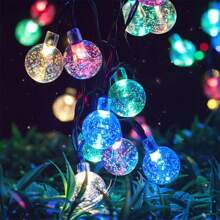 3M20Lights Outdoor Camping Crystal Ball Light IP65 Waterproof Solar Holiday Light Bulb Ball Light Thanksgiving Christmas Halloween Ramadan Decorative Light Outdoor Garden Decoration
