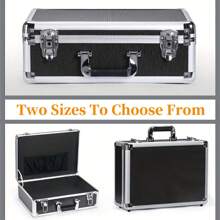 Caja de almacenamiento de aleación de aluminio, 42x30x15cm/33x24x12cm, estuche de herramientas impermeable, caja de equipos de metal portátil, equipaje de mano, contenedor de instrumentos portátil con esquinas reforzadas y resistente a golpes, adecuado para herramientas, ropa, zapatos, cosméticos, joyas, documentos, instrumentos, manualidades, fotos, etc. (2 tamaños disponibles) Bolsa para la escuela, accesorios escolares, artículos escolares