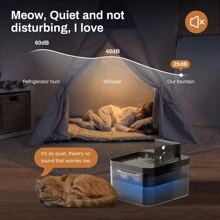 Fontaine pour chat sans fil, fontaine d'eau de 2,2 L pour chats, sans fil avec capteur de mouvement, fontaine à boire pour chats, pompe à eau silencieuse avec LED, fonctionnant sur batterie 2600 mAh, filtration de haute qualité