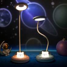 USB Rechargeable Cartoon Desk Lamp, Desk Lamp, Double Light, Color Bear UFO Lamp, Adjustable Lamp, LED Night Reading Lamp, Dimmable Lamp, Study Book Light. - 藍色 - 查看 6