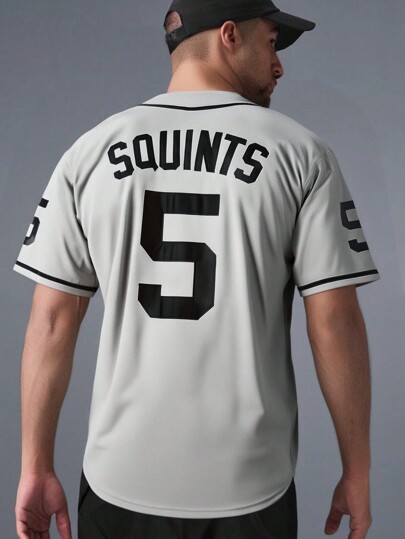 Men's #5 Michael Squints Movie V-Neck Baseball Jersey Summer Stitched