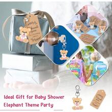 40 set di omaggi per festeggiamenti festa di nascità, regali per gli ospiti, inclusi portachiavi a forma di animali, sacchetti di organza e cartellini di ringraziamento, per festa a tema, compleanno di bambini, battesimo femmina/battesimo maschio