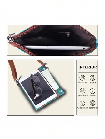 2st/set Bohemian Style Crossbody-väska, ultralätt bärbar vintage retrotryck axelväska, lämplig för semester, resor eller present