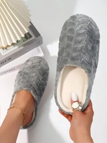 Women's Plush Fuzzy Plaid House Slippers, Indoor Floor Covering Socks, Warm Lightweight Bedroom Slippers For Winter,Furry Shoes