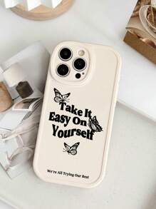 3 pièces / set Étuis de téléphone mats créatifs et de luxe avec imprimé papillon, compatibles avec les séries 13/15/16/14 et Galaxy, disponibles en noir, rose et blanc