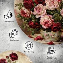 1pc Eternal Beauty Blooming Rose Vintage Sign, Metal Wall Decor Suitable For Home, Restaurant, Cafe, Garage, Imaginative Wall Art, 8x8 Inches