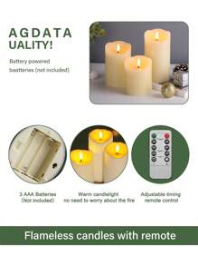 1/3pcs Flameless Candles, Flickering Pillar Candles 4"/5"/6", Battery Operated LED Candles With Remote Control And 2/4/6/8 Hour Timer, Suitable For Home, Wedding, Birthday Decor