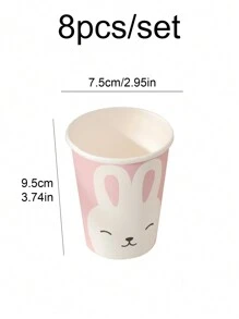 复活节快乐兔子和鸡蛋一次性纸盘和纸杯，一次性餐具 - 彩色 - 查看 9