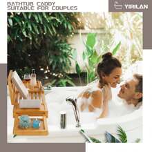 Expandable Bathroom Tray, Waterproof Tray Caddy, Perfect Bath Caddy For Home Spa, Gift For Loved Ones, Bamboo